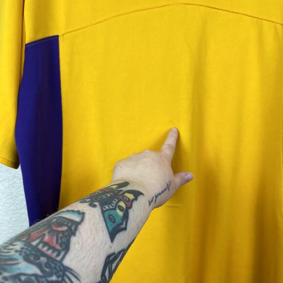 VTG Nike Team NBA Los Angeles Lakers Warmup Jersey XXL Yellow Purple LA Y2K - Picture 9 of 15